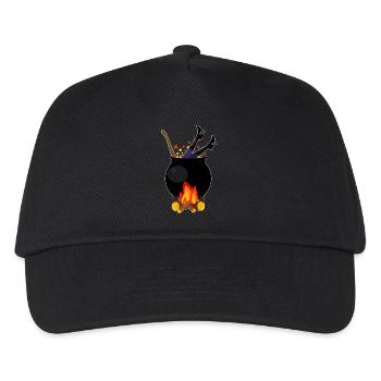 Witch in saucepan - Halloween cooking firewood - Kids’ Baseball Cap - black - Front