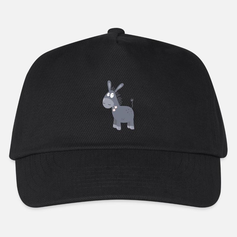 Petit âne avec des fleurs I Muli Mule Comic - Casquette de baseball Enfant - noir