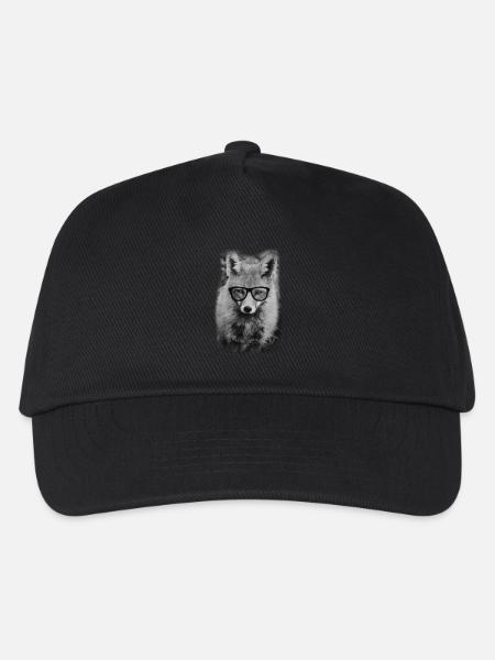 Fuchs mit Nerdbrille / Fox / Brille / Foto / Bild - Kinder Basecap - Schwarz
