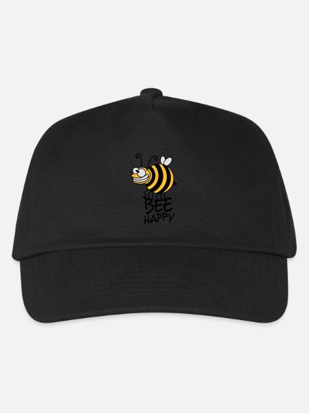 Dicke Verrückte Biene Bee Happy - Kinder Basecap - Schwarz