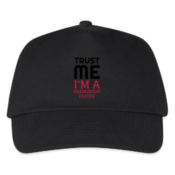 Badminton / Badminton Player / Birdie / Sport - Kinder Basecap - Schwarz - Vorne