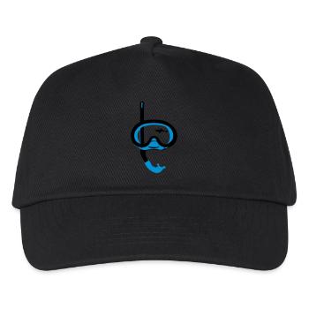 Snorkeling, diving, snorkeling mask and shark - Kids’ Baseball Cap - black - Front