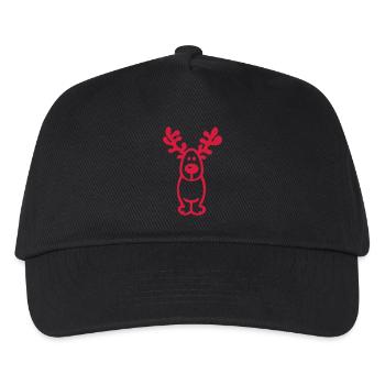 Weihnachten - Elch Zeichnung - Kinder Basecap - Schwarz - Vorne