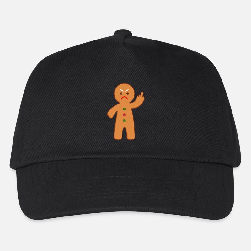 Lebkuchenmann Stinkefinger Mittelfinger - Kinder Basecap - Schwarz
