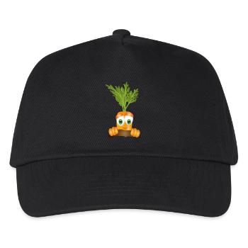 funny ripe carrot in vegetable beds - Kids’ Baseball Cap - black - Front
