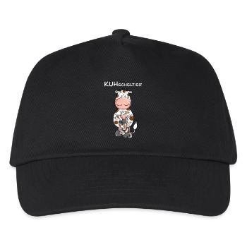 Kuh mit Kuscheltier I KUHscheltier Wortspiel - Kinder Basecap - Schwarz - Vorne