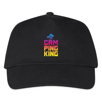 Campingking Palme Verlauf König Camper Urlaub Fan - Kinder Basecap - Schwarz - Vorne