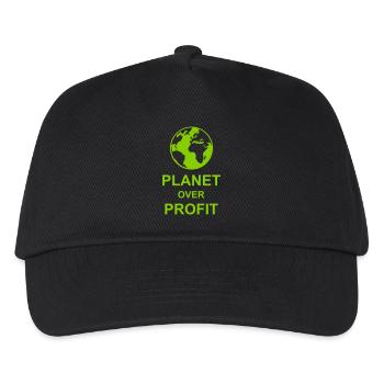 planet over profit quote - Kids’ Baseball Cap - black - Front