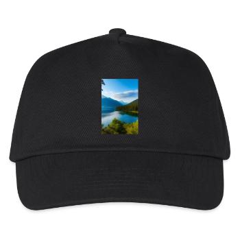 Landschaft mit See und Berge - Kinder Basecap - Schwarz - Vorne
