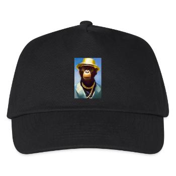 Cooler Affe mit Gold Kette - Kinder Basecap - Schwarz - Vorne