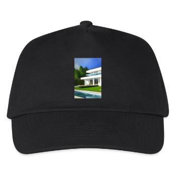 Weiße Villa mit Pool - Kinder Basecap - Schwarz - Vorne