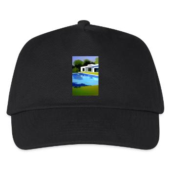 Weiße Villa mit Pool - Kinder Basecap - Schwarz - Vorne