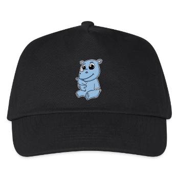 Nashorn Familie - Nashorn mit Baby - Nashorn Motiv - Kinder Basecap - Schwarz - Vorne