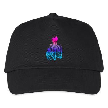 skull skeleton death halloween horror black dead - Kids’ Baseball Cap - black - Front