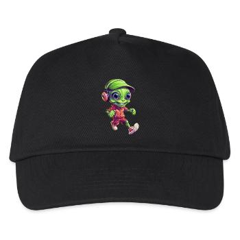 Green Alien Jogger with Headphones - Kids’ Baseball Cap - black - Front