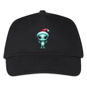Weihnachtlicher Alien mit Weihnachtsmütze - Kinder Basecap - Schwarz - Vorne