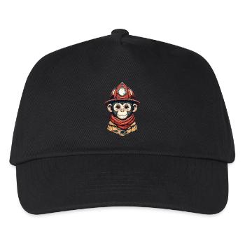 Feuerwehr Affe | Feuerwehr Äffle - Kinder Basecap - Schwarz - Vorne