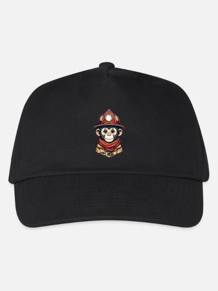 Feuerwehr Affe | Feuerwehr Äffle - Kinder Basecap - Schwarz