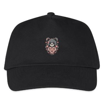 Entzückender Bär mit Rosen und Herzen - Kinder Basecap - Schwarz - Vorne