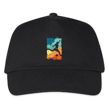 Fußball bunte Farben Spieler Schuss retro Logo - Kinder Basecap - Schwarz - Vorne