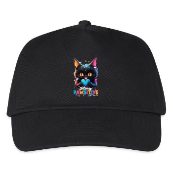 Kawaii Cat - Mehrfarbige Tropfen bleiben pfotenartig - Kinder Basecap - Schwarz - Vorne