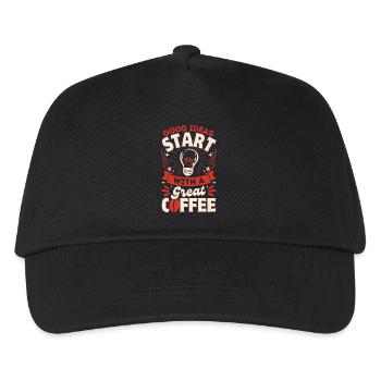 Gute Ideen beginnen mit einem guten Kaffee - Rot - Kinder Basecap - Schwarz - Vorne