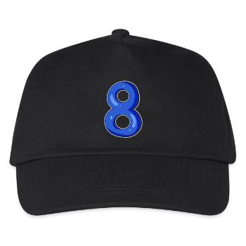 Zahl 8 Nummer Acht Motiv Blau - Kinder Basecap - Schwarz - Vorne