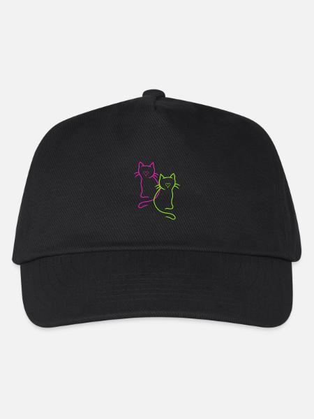 Retro Katzen Herz - Kinder Basecap - Schwarz