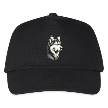 Husky head, black white, dog sled - Kids’ Baseball Cap - black - Front