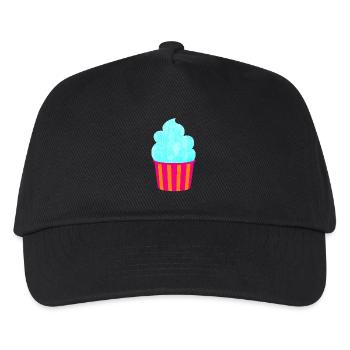 Eis Icecream Becher Streifen cyan Sommer Eiscreme - Kinder Basecap - Schwarz - Vorne