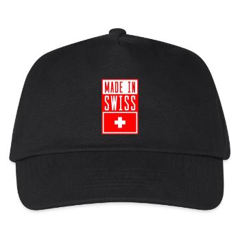 swiss made in 2 - Kinder Basecap - Schwarz - Vorne