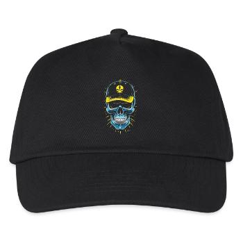 Blue Skull Hip Hop Kappe - Kinder Basecap - Schwarz - Vorne