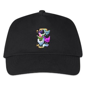 Alex' Hühner in funky Farben - Kinder Basecap - Schwarz - Vorne