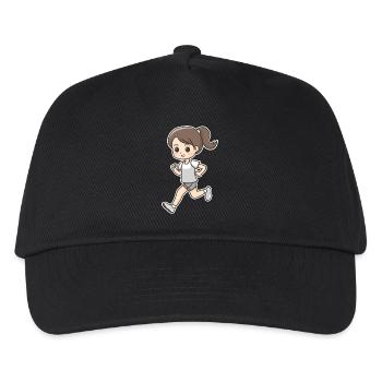 Läuferin Comic Look - Kinder Basecap - Schwarz - Vorne