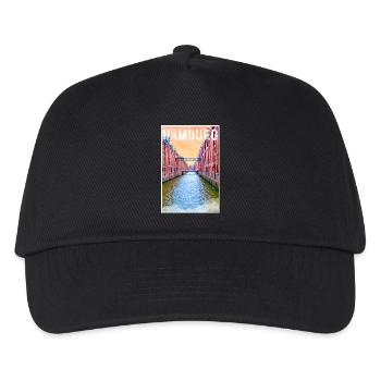 Affiche de voyage vintage à Hambourg avec la Speicherstadt - Casquette de baseball Enfant - noir - Devant