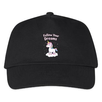 Folgen Sie Ihren Träumen Einhorn-Inspiration - Kinder Basecap - Schwarz - Vorne