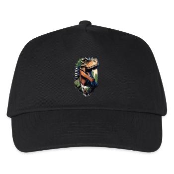 Tyrannosaurus Style - Cooler Raptor in Jacke - Kinder Basecap - Schwarz - Vorne