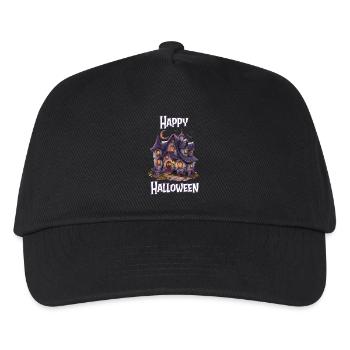 Halloween – Happy Halloween gruseliges Geisterhaus - Kinder Basecap - Schwarz - Vorne