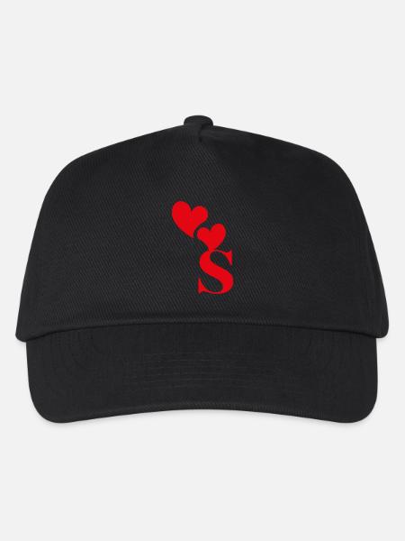 Buchstabe s rotes Herz - Kinder Basecap - Schwarz