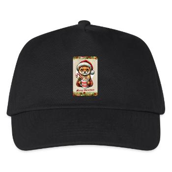 Weihnachts-Marder mit heißer Schokolade - Kinder Basecap - Schwarz - Vorne