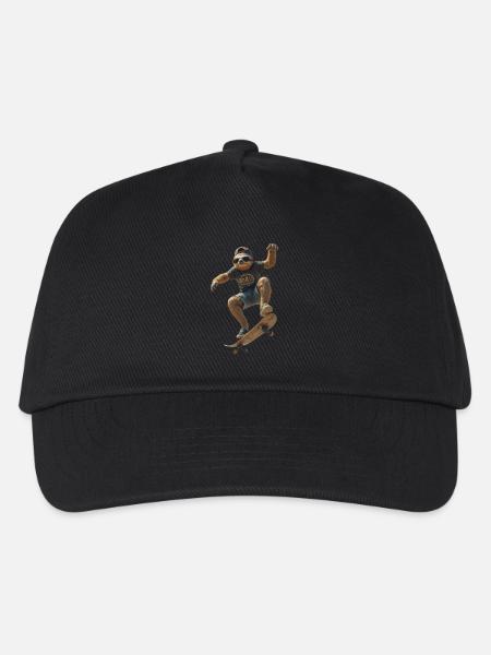 Skater Faultier - Kinder Basecap - Schwarz