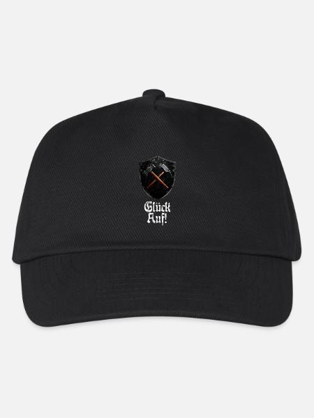 Glück auf Logo Bergbau Bergmann Schlägel und Eisen - Kinder Basecap - Schwarz