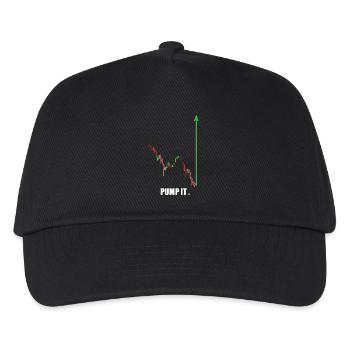 pump it, Krypto, Aktien, gym, fitness, trading - Kinder Basecap - Schwarz - Vorne