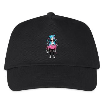 Streetart Mädchen 23241 - Kinder Basecap - Schwarz - Vorne