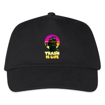 Raccoon "Trash Is Life" - Kids’ Baseball Cap - black - Front