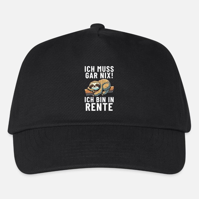Ich muss gar nix! ich bin in Rente Faultier - Kinder Basecap - Schwarz