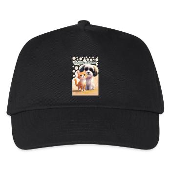 Hund und Katze Tierkinder Beste Freunde für immer - Kinder Basecap - Schwarz - Vorne