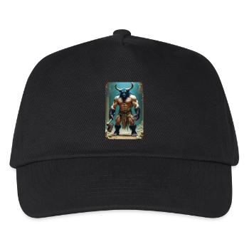 Minotaur, massive bull-headed warrior gripping axe - Kids’ Baseball Cap - black - Front