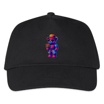 neonfarbenem Teddy im Beach-Look - Kinder Basecap - Schwarz - Vorne