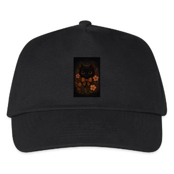 Schwarze Katze mit Blumen - Kinder Basecap - Schwarz - Vorne